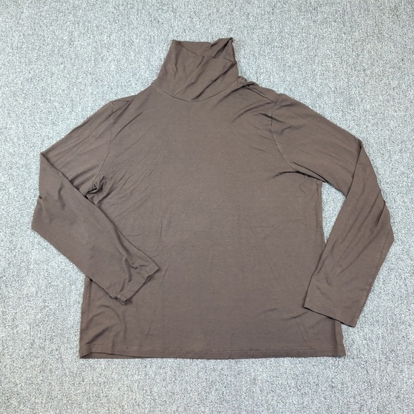 Chico's Classic Brown Mock Turtleneck Top Size 2 Large Minimalist Layering Basic — photo 2